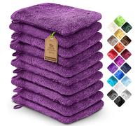 NatureMark Confezione da 10 Guanti da Bagno in Spugna 100% Cotone - Morbidi e Resistenti, Ideali per la Cura Quotidiana e gli Ospiti - Viola - 15x21 cm