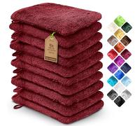 NatureMark Confezione da 10 guanti da bagno in spugna, salviette in 100% cotone, da 15 x 21 cm, di colore Rosso bordeaux
