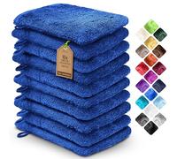 NatureMark Confezione da 10 Guanti da Bagno in Spugna 100% Cotone - Morbidi e Resistenti, Ideali per la Cura Quotidiana e gli Ospiti - Blu Reale, 15x21 cm