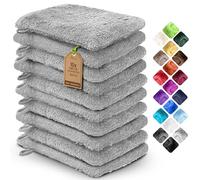 NatureMark Confezione da 10 Guanti da Bagno in Spugna 100% Cotone - Morbidi e Resistenti, Ideali per la Cura Quotidiana e gli Ospiti - Grigio Argento, 15x21 cm