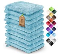 NatureMark Confezione da 10 Guanti da Bagno in Spugna 100% Cotone - Morbidi e Resistenti, Ideali per la Cura Quotidiana e gli Ospiti - Blu Chiaro - 15x21 cm