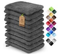 NatureMark Confezione da 10 guanti da bagno in spugna, salviette in 100% cotone, da 15 x 21 cm, di colore Grigio antracite
