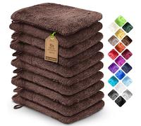 NatureMark Confezione da 10 Guanti da Bagno in Spugna 100% Cotone - Morbidi e Resistenti, Ideali per la Cura Quotidiana e gli Ospiti - Marrone Cioccolato, 15x21 cm