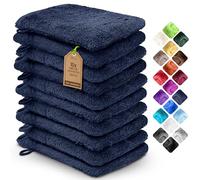 NatureMark Confezione da 10 guanti da bagno in spugna, salviette in 100% cotone, da 15 x 21 cm, di colore Blu marino