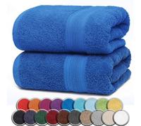 NatureMark - Confezione da 2 Asciugamani Sauna, Qualità Premium, 80 x 200 cm, 100% Cotone, Blu Reale