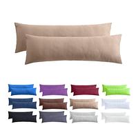 NatureMark Confezione da 2 federe per cuscini in jersey, per dormire lateralmente, cuscino per il collo, conformi all’OEKO-TEX, da 40 x 145 cm, in diversi colori e dimensioni, Sabbia/Beige