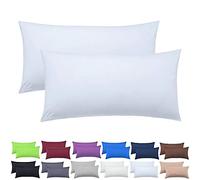 NatureMark Confezione da 2 federe per cuscini in jersey, per dormire lateralmente, cuscino per il collo, conformi all’OEKO-TEX, da 40 x 60 cm, in diversi colori e dimensioni, Bianco