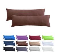 NatureMark Confezione da 2 federe per cuscini in jersey, per dormire lateralmente, cuscino per il collo, conformi all’OEKO-TEX, da 40 x 145 cm, in diversi colori e dimensioni, Cioccolato marrone