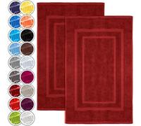 NatureMark Set di 2 Tappeti da Bagno 50x80 cm - Cotone Spugna 800 g/m² - Tappeti Bagno Spessi e Altamente Assorbenti - Asciugatura Rapida - Senza Base in Gomma - Rosso Bordeaux