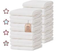 NatureMark Confezione da 20 in Mussola per Bambino - 100% Cotone - Mussoline Premium, Multiuso, Pannolini, Copertine e Panni per la Cura del Bambino, 70x70 cm, Bianco