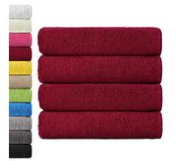 NatureMark Confezione da 4 asciugamani da bagno, in 100% cotone, da 70 x 140 cm, di colore Bordeaux