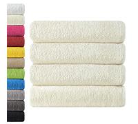 NatureMark Confezione da 4 asciugamani da bagno, in 100% cotone, da 70 x 140 cm, di colore Natura/Crema