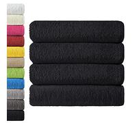 NatureMark Confezione da 4 Asciugamani da Bagno, in 100% Cotone, da 70 x 140 cm, di Colore Nero