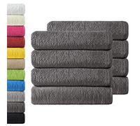 NatureMark Confezione da 8 asciugamani in spugna, da 50 x 100 cm, in 100% cotone, di colore Grigio antracite