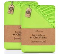 NatureMark Draps-housses en microfibre, lot de 2! nombreuses tailles et couleurs de marque (draps 140x200-160x200 cm, Verde Mela)