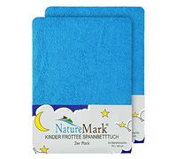 NatureMark FROTTEE - Set di 2 lenzuola con angoli elasticizzati, per lettino e lettino, 70 x 140 cm, colore: Turchese