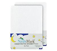 NatureMark FROTTEE - Set di 2 lenzuola con angoli elasticizzati per lettino e lettino per bambini, 70 x 140 cm, colore: Bianco