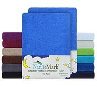 NatureMark FROTTEE - Set di 2 lenzuola con angoli elasticizzati per lettino e lettino per bambini, 70 x 140 cm, colore: Blu royal