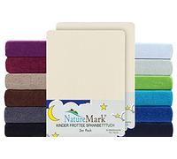 NatureMark FROTTEE - Set di 2 lenzuola con angoli elasticizzati per lettino e lettino per bambini, 70 x 140 cm, colore: Bianco naturale