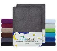 NatureMark FROTTEE - Set di 2 lenzuola con angoli elasticizzati per lettino e lettino per bambini, 70 x 140 cm, colore: grigio antracite