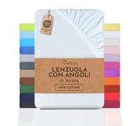 NatureMark Lenzuolo con angoli elasticizzati in jersey, in 100% cotone, in molti colori e misure, conforme all’Oeko-Tex Standard 100, 120 x 200 cm - bianco