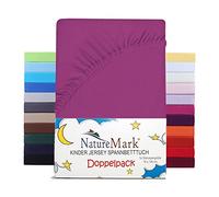 NatureMark Set di 2 lenzuoli con angoli elasticizzati per bambini, in jersey, 100% cotone, per culla e lettino, 70 x 140 cm, colore: rosa