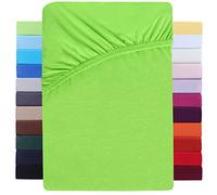 NatureMark Lenzuolo con angoli elasticizzati per letto a molle, 180 x 200 fino a 200 x 220 cm - bordo alto fino a 40 cm di altezza del materasso - lenzuolo ad acqua - cotone con elastan, verde mela