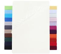 NatureMark Lenzuolo con angoli elasticizzati per letto a molle, 180x200 fino a 200x220 cm, altezza del materasso fino a 40 cm, cotone con elastan, bianco naturale/crema