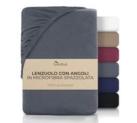 NatureMark Lenzuolo con angoli in microfibra - morbido e traspirante - facile da pulire - non necessita di stiratura - in colori moderni - antracite 140 X 200