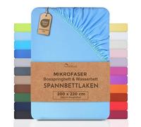 NatureMark Lenzuolo con angoli in microfibra per letto boxspring e letto ad acqua 200 x 220 cm - altezza dell'elastico 40 cm - lenzuolo con angoli 200x220cm - 100% poliestere, azzurro chiaro