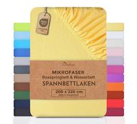 NatureMark Lenzuolo con angoli in microfibra per letto boxspring e letto ad acqua 200 x 220 cm - altezza elastico 40 cm - lenzuolo con angoli 200x220cm - 100% poliestere, giallo