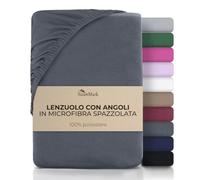 NatureMark Lenzuolo con angoli in microfibra spazzolata - Ultra morbido, traspirante e ipoallergenico - Asciugatura rapida, facile da mantenere - Bordo elasticizzato - 90 x 200 cm Grigio Antracite