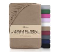 NatureMark Lenzuolo con angoli in microfibra spazzolata - Ultra morbido, traspirante e ipoallergenico - Asciugatura rapida, facile da mantenere - Bordo elasticizzato - 180 x 200 cm Sabbia/Beige