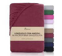 NatureMark Lenzuolo con angoli in microfibra spazzolata - Ultra morbido, traspirante e ipoallergenico - Asciugatura rapida, facile da mantenere - Bordo elasticizzato - 180 x 200 cm Rosso Bordeaux