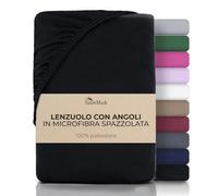 NatureMark Lenzuolo con angoli in microfibra spazzolata - Ultra morbido, traspirante e ipoallergenico - Asciugatura rapida, facile da mantenere - Bordo elasticizzato - 140 x 200 cm Nero