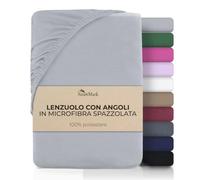 NatureMark Lenzuolo con angoli in microfibra spazzolata - Ultra morbido, traspirante e ipoallergenico - Asciugatura rapida, facile da mantenere - Bordo elasticizzato - 140 x 200 cm Grigio Argento