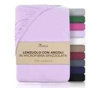 NatureMark Lenzuolo con angoli in microfibra spazzolata - Ultra morbido, traspirante e ipoallergenico - Asciugatura rapida, facile da mantenere - Bordo elasticizzato - 180 x 200 cm Lilla/Lavanda