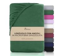 NatureMark Lenzuolo con angoli in microfibra spazzolata - Ultra morbido, traspirante e ipoallergenico - Asciugatura rapida, facile da mantenere - Bordo elasticizzato - 90 x 200 cm Verde Scuro