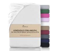 NatureMark Lenzuolo con angoli in microfibra - morbido e traspirante - facile da pulire - non necessita di stiratura - in colori moderni - bianco 140x200