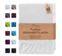 NatureMark - Lenzuolo con angoli, lenzuolo con angoli elasticizzati in spugna, ottimo rapporto qualità/prezzo in molte misure e colori, bianco, 140 x 200 - 160 x 200 cm