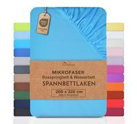 NatureMark - Lenzuolo in microfibra con angoli elasticizzati (200 x 220 cm - 40 cm, turchese)