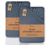 NatureMark Lenzuolo matrimoniale in jersey in confezione da 2 pezzi, lenzuolo matrimoniale 100% cotone QUALITÀ DEL ÖKOTEX Standard 100, 140 x 200 cm - 160 x 200 cm, Grigio antracite