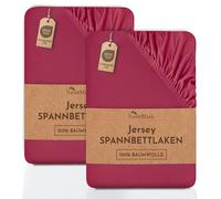 NatureMark Lenzuolo matrimoniale in jersey in confezione da 2 pezzi, lenzuolo matrimoniale 100% cotone QUALITÀ DEL ÖKOTEX Standard 100, 140 x 200 cm - 160 x 200 cm, Rosso bordeaux