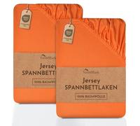 NatureMark Lenzuolo matrimoniale in jersey in confezione da 2 pezzi, lenzuolo matrimoniale 100% cotone QUALITÀ DEL ÖKOTEX Standard 100, 90 x 200 cm - 100 x 200 cm, Terracotta