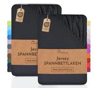 NatureMark Lenzuolo matrimoniale in jersey in confezione da 2 pezzi, lenzuolo matrimoniale 100% cotone QUALITÀ DEL ÖKOTEX Standard 100, 70x140 cm, Nero