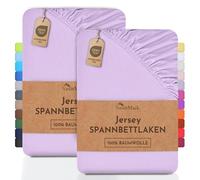 NatureMark Lenzuolo matrimoniale in jersey in confezione da 2 pezzi, lenzuolo matrimoniale 100% cotone QUALITÀ DEL ÖKOTEX Standard 100, 70x140 cm, Lilla/Lavanda
