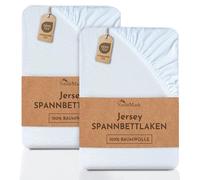 NatureMark Lenzuolo matrimoniale in jersey in confezione da 2 pezzi, lenzuolo matrimoniale 100% cotone QUALITÀ DEL ÖKOTEX Standard 100, 180 x 200 cm - 200 x 200 cm, Bianco