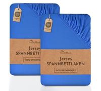 NatureMark Lenzuolo matrimoniale in jersey in confezione da 2 pezzi, lenzuolo matrimoniale 100% cotone QUALITÀ DEL ÖKOTEX Standard 100, 140 x 200 cm - 160 x 200 cm, Blu reale