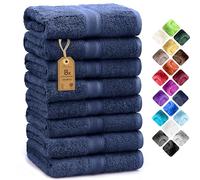 NatureMark Lot de 8 serviettes de toilette en tissu éponge, 100% coton, Bleu marine, 50 x 100 cm