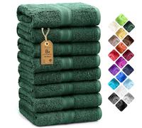 NatureMark Lot de 8 serviettes de toilette en tissu éponge, 100% coton, Vert foncér, 50 x 100 cm